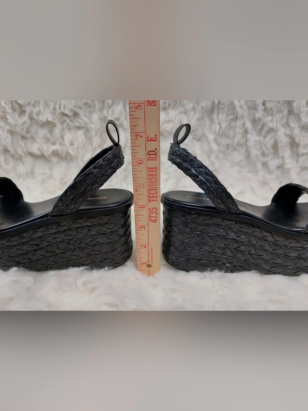 Michael Kors Black Braided Platform Wedge Sandals
